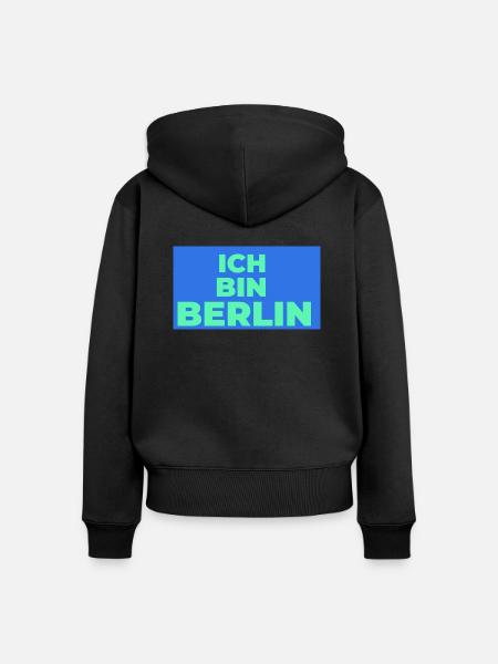 Ich bin Berlin - Frauen Premium Bio Zip Hoodie - Schwarz