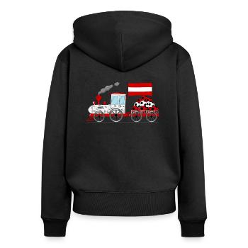 Österreich Flagge Fußball Eisenbahn - Frauen Premium Bio Zip Hoodie - Schwarz - Hinten - Julia (174cm)