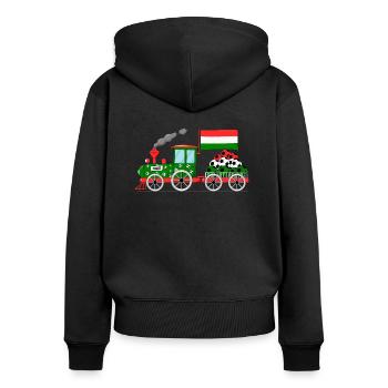 Ungarn Flagge Fußball Eisenbahn - Frauen Premium Bio Zip Hoodie - Schwarz - Hinten - Julia (174cm)