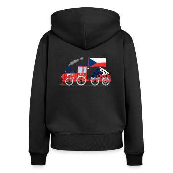 Czech Republic Flag Football Railway - Women's Premium Organic Zip Hoodie - black - Back - Julia (174cm)