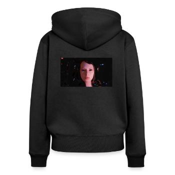 Visage liquide - Sweat à capuche zippé Premium bio Femme - noir - Dos - Julia (174cm)