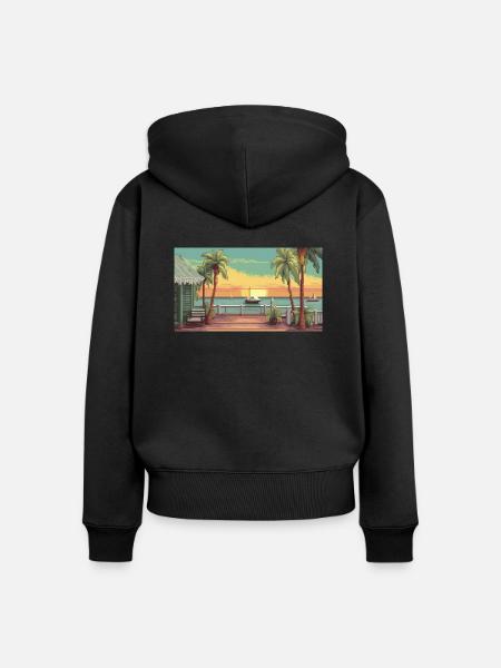 Key West, Florida - Pixelkunst - Frauen Premium Bio Zip Hoodie - Schwarz