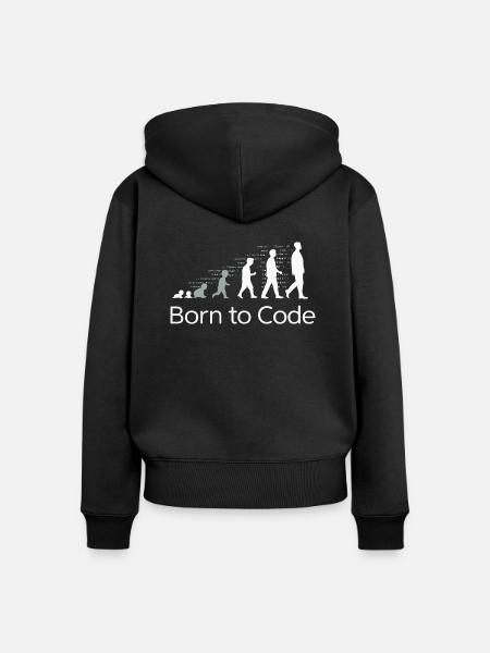 GEBOREN FÜR DEN CODE - Frauen Premium Bio Zip Hoodie - Schwarz