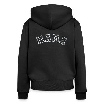 MAMA Light Gray - Sweat à capuche zippé Premium bio Femme - noir - Dos - Julia (174cm)