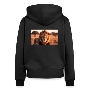 Lion - Sweat à capuche zippé Premium bio Femme - noir - Dos - Julia (174cm)