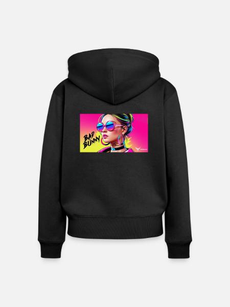Bad Bunny Model Girl - Frauen Premium Bio Zip Hoodie - Schwarz