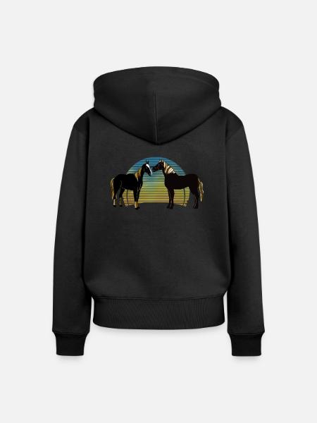 Pferde - Frauen Premium Bio Zip Hoodie - Schwarz