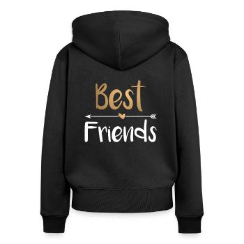 Beste Freunde Best Friends - gold weiß - Frauen Premium Bio Zip Hoodie - Schwarz - Hinten - Julia (174cm)