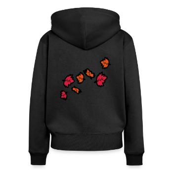 Herbst Ahornblätter - Frauen Premium Bio Zip Hoodie - Schwarz - Hinten - Julia (174cm)