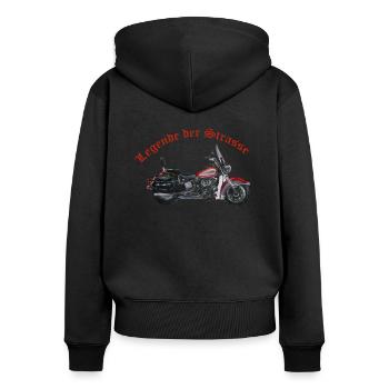 Moto, vélo - Sweat à capuche zippé Premium bio Femme - noir - Dos - Julia (174cm)