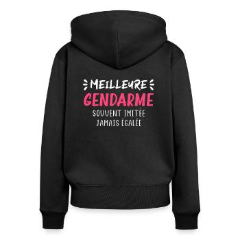 Meilleure gendarme souvent imitée - Sweat à capuche zippé Premium bio Femme - noir - Dos - Julia (174cm)