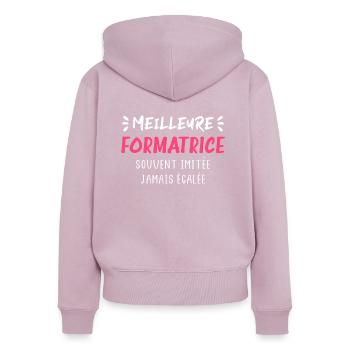 Meilleure formatrice - Sweat à capuche zippé Premium bio Femme - rose poudré - Dos - Julia (174cm)