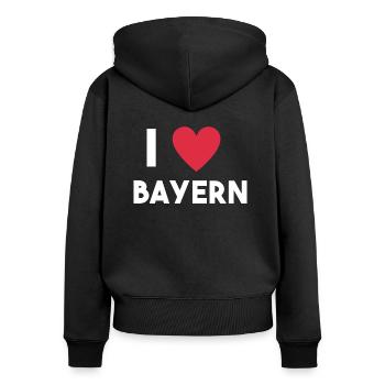 ich liebe Bayern - Frauen Premium Bio Zip Hoodie - Schwarz - Hinten - Julia (174cm)
