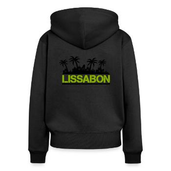 lissabon - Frauen Premium Bio Zip Hoodie - Schwarz - Hinten - Julia (174cm)