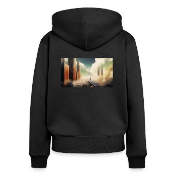 Skyline from heaven - Frauen Premium Bio Zip Hoodie - Schwarz - Hinten - Julia (174cm)