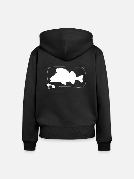 Barsch mit Jigspinner - Frauen Premium Bio Zip Hoodie - Schwarz