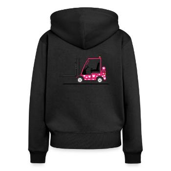 Staplerfahrer Herz pink - Frauen Premium Bio Zip Hoodie - Schwarz - Hinten - Julia (174cm)