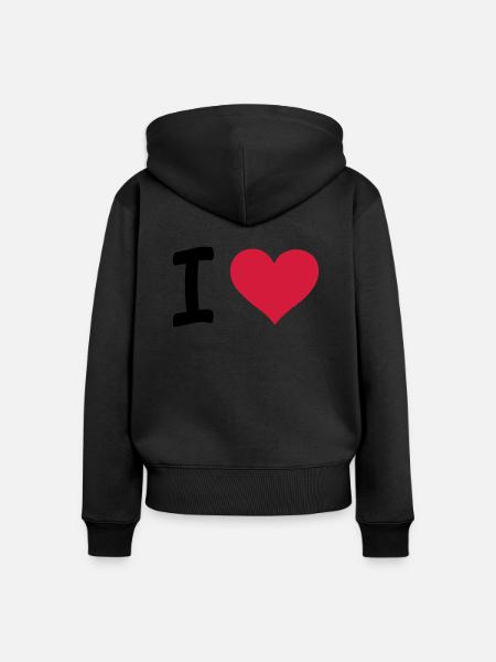 i love - Frauen Premium Bio Zip Hoodie - Schwarz