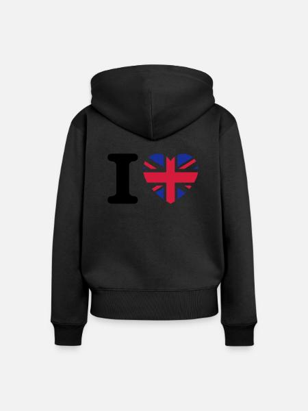 I love UK - Frauen Premium Bio Zip Hoodie - Schwarz