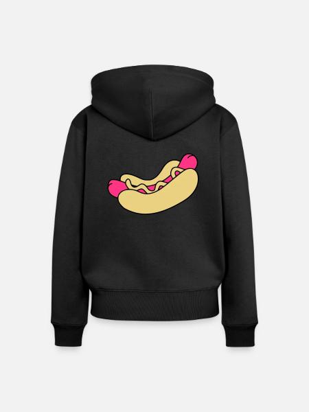 Hot Dog - Frauen Premium Bio Zip Hoodie - Schwarz