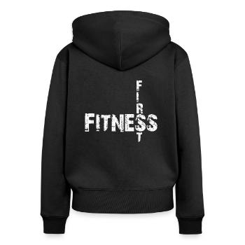 Fitness first white - Women's Premium Organic Zip Hoodie - black - Back - Julia (174cm)