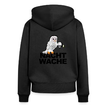Vogel Nachtwache Eule mit Taschenlampe - Frauen Premium Bio Zip Hoodie - Schwarz - Hinten - Julia (174cm)