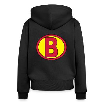 Super, Superheld, Superheldin, Hero, B - Women's Premium Organic Zip Hoodie - black - Back - Julia (174cm)