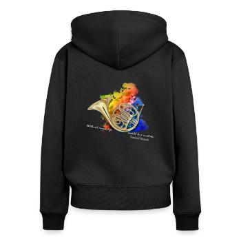 bugle - Women's Premium Organic Zip Hoodie - black - Back - Julia (174cm)