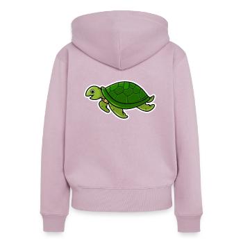 Schildkröte - Frauen Premium Bio Zip Hoodie - Altrosa - Hinten - Julia (174cm)