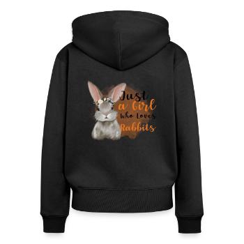 Juste une fille qui aime les lapins - Sweat à capuche zippé Premium bio Femme - noir - Dos - Julia (174cm)