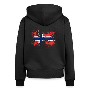 Norvège drapeau norvégien - Sweat à capuche zippé Premium bio Femme - noir - Dos - Julia (174cm)