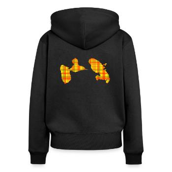 Guadeloupe Martinique - Frauen Premium Bio Zip Hoodie - Schwarz - Hinten - Julia (174cm)