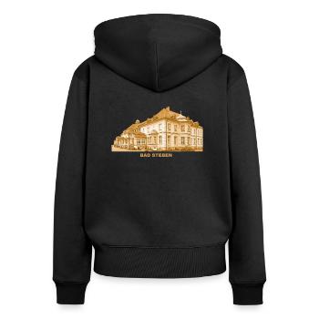 Bad Steben Staatsbad Kur Oberfranken Bayern - Frauen Premium Bio Zip Hoodie - Schwarz - Hinten - Julia (174cm)