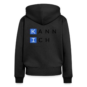 KI = Kann Ich - Frauen Premium Bio Zip Hoodie - Schwarz - Hinten - Julia (174cm)