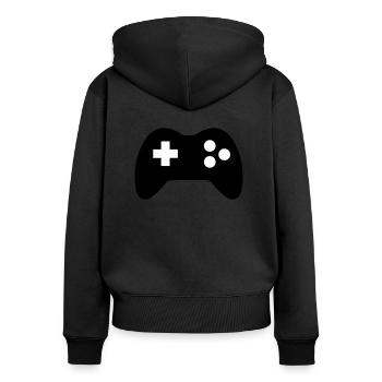 console de jeu vidéo - Sweat à capuche zippé Premium bio Femme - noir - Dos - Julia (174cm)