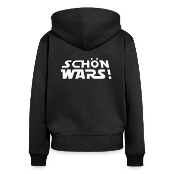 Schön wars! - Frauen Premium Bio Zip Hoodie - Schwarz - Hinten - Julia (174cm)