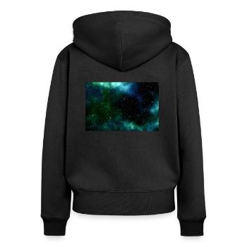 Galaxy - Frauen Premium Bio Zip Hoodie - Schwarz - Hinten - Julia (174cm)
