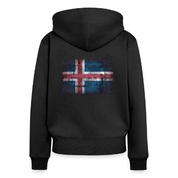 Island - Frauen Premium Bio Zip Hoodie - Schwarz - Hinten - Julia (174cm)