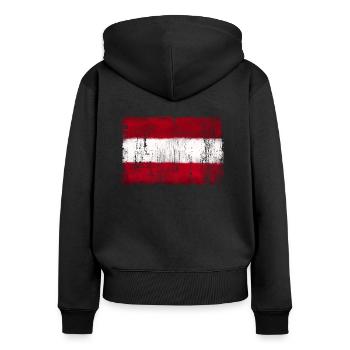 Autriche - Sweat à capuche zippé Premium bio Femme - noir - Dos - Julia (174cm)