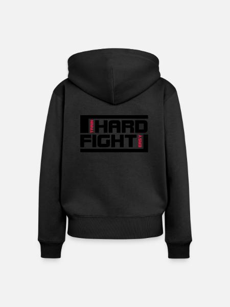 hard fight - Frauen Premium Bio Zip Hoodie - Schwarz