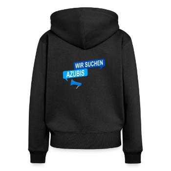 Wir suchen Azubis! Suche Auszubildene - Frauen Premium Bio Zip Hoodie - Schwarz - Hinten - Julia (174cm)