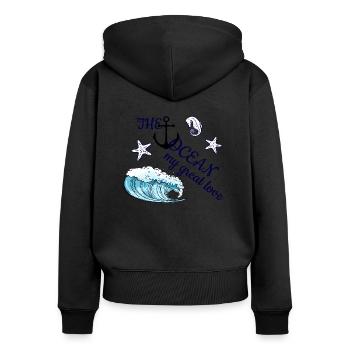 I love the sea - maritime design - Women's Premium Organic Zip Hoodie - black - Back - Julia (174cm)
