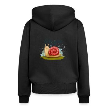 Schnecke deluxe Kosename (Schneckenhaus) - Frauen Premium Bio Zip Hoodie - Schwarz - Hinten - Julia (174cm)