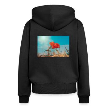 Coquelicots - Sweat à capuche zippé Premium bio Femme - noir - Dos - Julia (174cm)