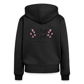Best Girl Ella, der Stolz von Mama und Papa Blumen - Frauen Premium Bio Zip Hoodie - Schwarz - Hinten - Julia (174cm)
