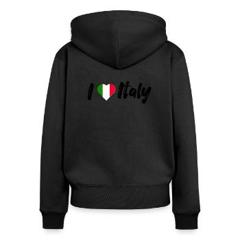 J'adore l'Italie Italie disant avec coeur vacances - Sweat à capuche zippé Premium bio Femme - noir - Dos - Julia (174cm)