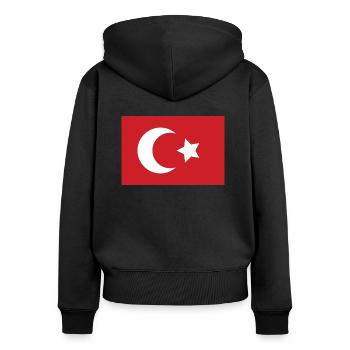 Drapeau de l'Empire ottoman - Sweat à capuche zippé Premium bio Femme - noir - Dos - Julia (174cm)