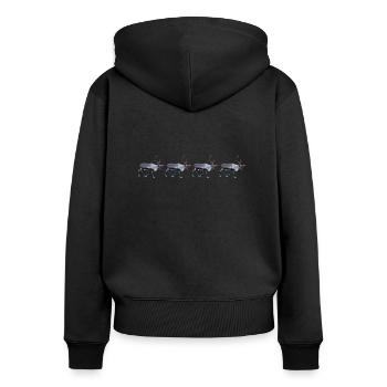 Traditionelle Rentierillustration in Winterstimmung - Frauen Premium Bio Zip Hoodie - Schwarz - Hinten - Julia (174cm)