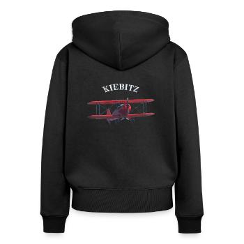 Kiebitz Ultraleichflugzeug Doppeldecker - Frauen Premium Bio Zip Hoodie - Schwarz - Hinten - Julia (174cm)