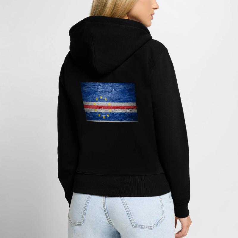 Mur de briques avec drapeau du Cap-Vert graffiti Sweat à capuche zippé Premium bio Femme